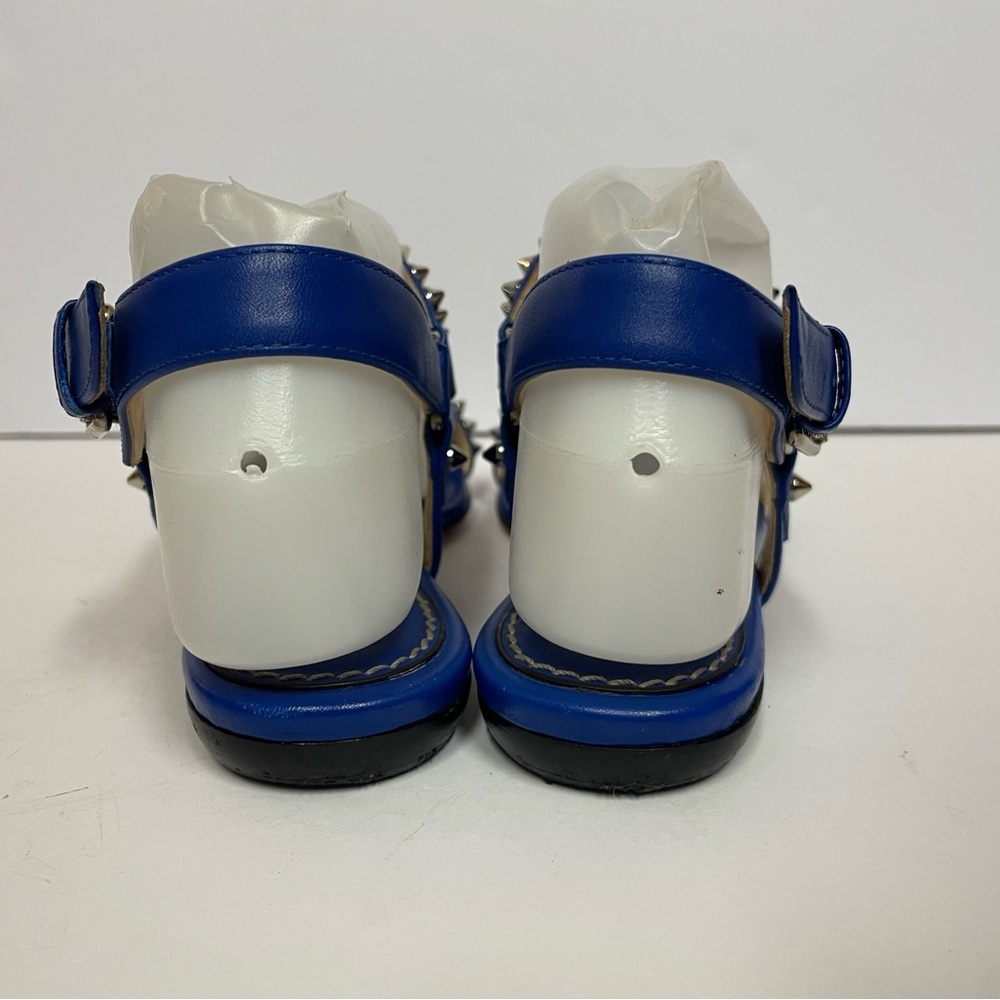 Christian Louboutin BIKEE BIKE Blue Studded Leather Flat Sandals - Picture 7 of 15